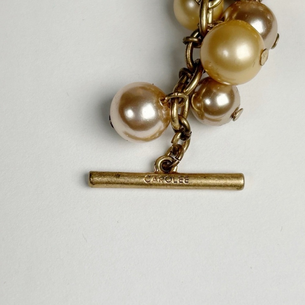 Carolee Bracelet Earring Boxed Set Charm Bracelet Pearls Dangling Pave GlobesNEW - Picture 8 of 9